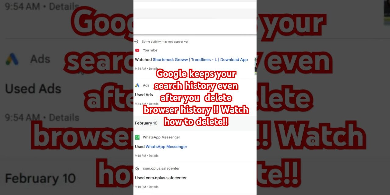 Delete your secret history from Google Activity #techhacks #browsertips #techtips #browserfix